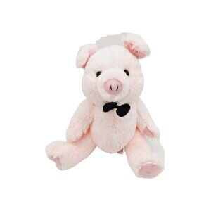 Steven Smith Pink Pig Plush 11 Inch Stuffed Animal Wearing Black Bow Tie